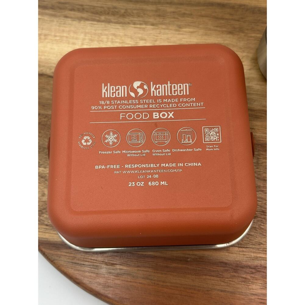 Klean Kanteen Classic Water Bottle 18oz Straw & Food Box Set Stainless Orange - Picture 3 of 15